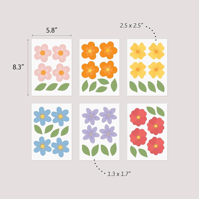 Teddylabels - Wildflowers - Easy-to-Apply & Removable Wall Stickers: Transform Your Toddlers Bedroom with Durable, Vibrant Peel-and-Stick Wall Decor – Stickers for Kids