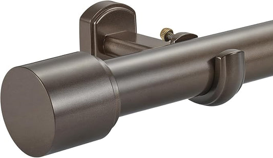 1 1/8 Inch Diameter Curtain Rods, 72-144” Telescoping Large Single Window Drapery Rod Heavy Duty With Adjustable Modern Brackets, Dark Bronze