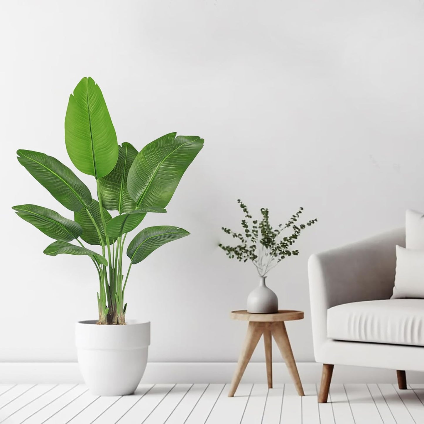 Lifelike Bird of Paradise Silk Artificial Plant Faux Banana Leaf Tree for Home Decor - Perfect Indoor Floor Plant with 9 Trunks (1, Black Planter, 4 FT)