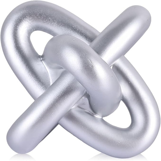 XMGZQ Silver Knot Decor for Coffee Table Book,Chain Link Decor for Bookshelf Entry Table TV Stand,Jax Knot Sculpture for Home Living Room,Object Decoracions para sala,adornos para sala Modernos