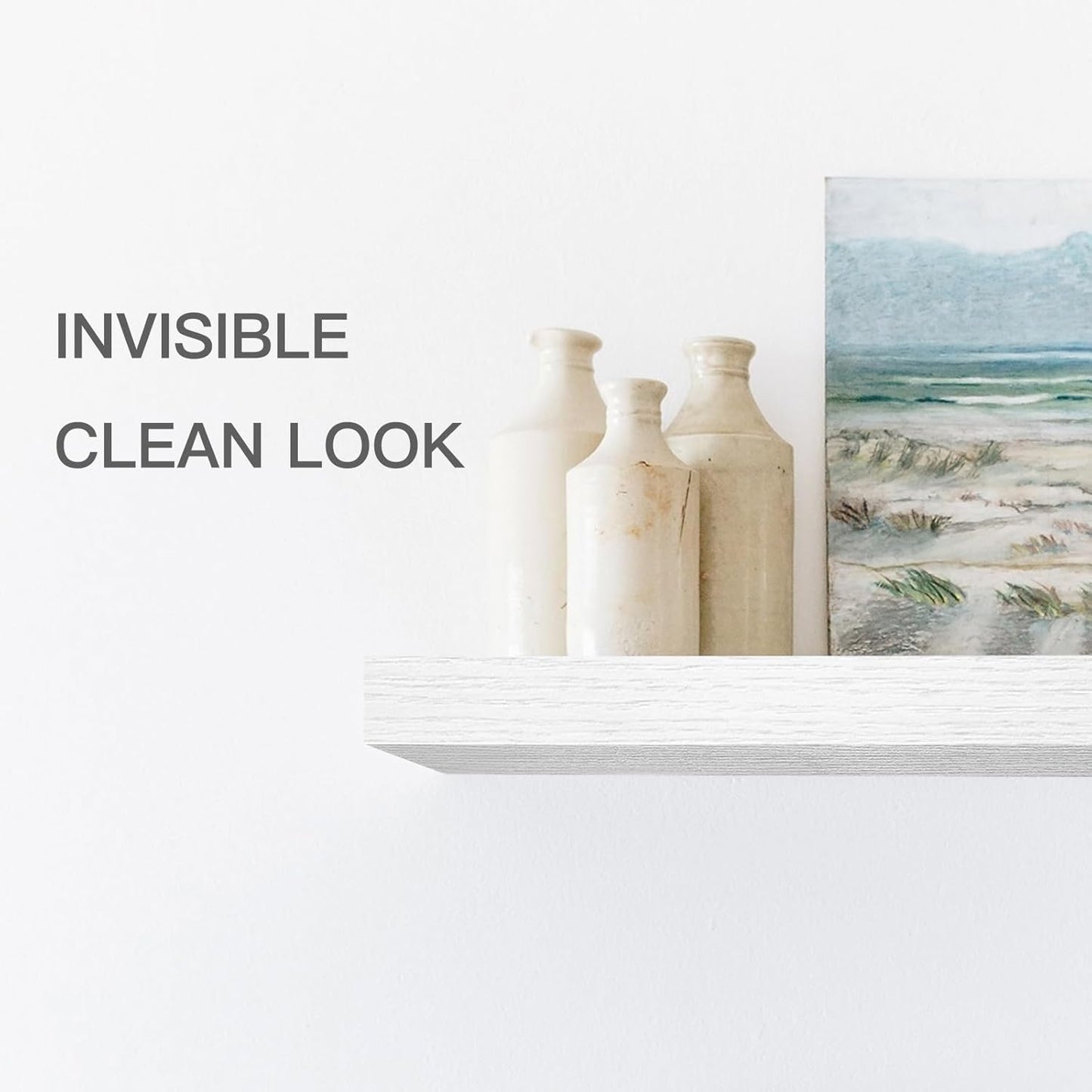 QEEIG Floating Shelves for Wall Bathroom Shelf Bedroom Kitchen Living Room Farmhouse Small Book Shelf 16 inch Set of 2, White (015-W2)