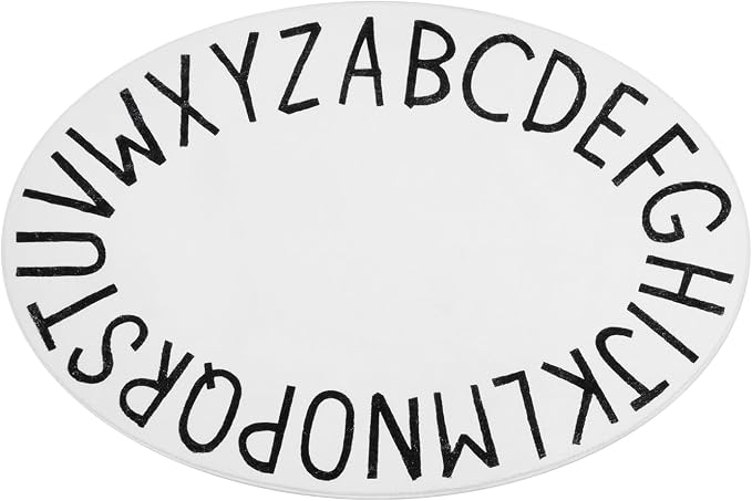 Topotdor Oval Kids Play Rug Alphabet Nursery Area Rug Extra Large Soft Crawling Play Mat for Children Toddlers Bedroom (47x70 inch, White)