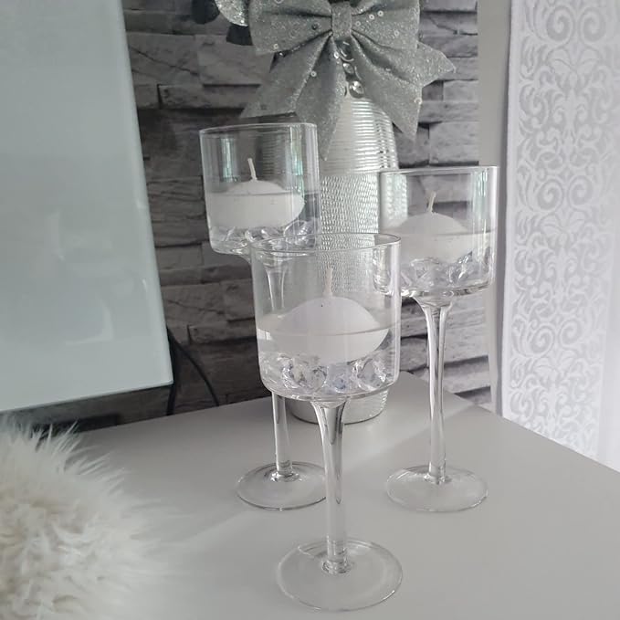 Hurricane Candle Holder Glass Candleholders Holders Votive Long Stem Tealight Tall High Tea Light Elegant Transparent Ideal Dining Wedding Party Home Decoration Gifts (Large 6 Sets)