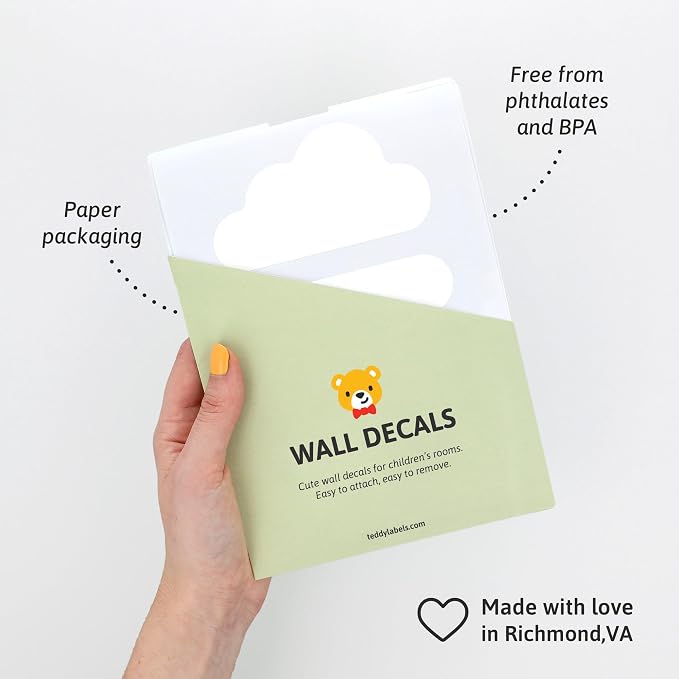 Removable Wall Decals for Kids Room – Peel and Stick Wall Stickers for Girls & Boys Bedroom, Playroom & Nursery – Easy to Apply Wall Decor - Clouds