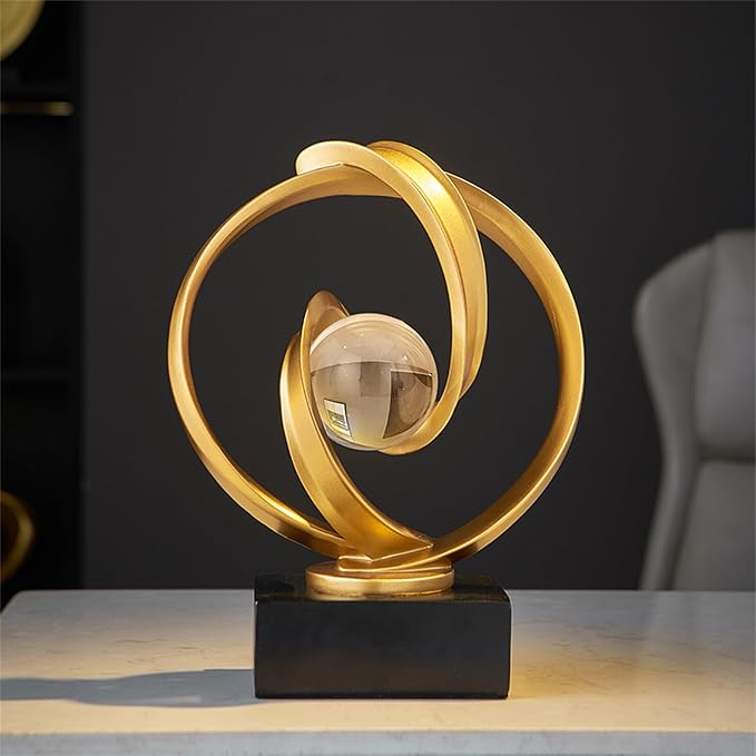 AWNR Gold Abstract Sculpture House Decor Aesthetic - Home Décor Accents for Nightstand, Shelves, Dining Room, Entryway Table, Office, Desk Accessories