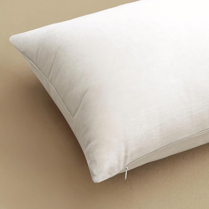 MIULEE Velvet Throw Pillow Covers 20x20 Inch, Pack of 2 - Pure White, Soft Solid Decorative Pillow Covers Cushion Cases Modern Luxury Home Decor for Spring Couch Sofa Bedroom Livingroom