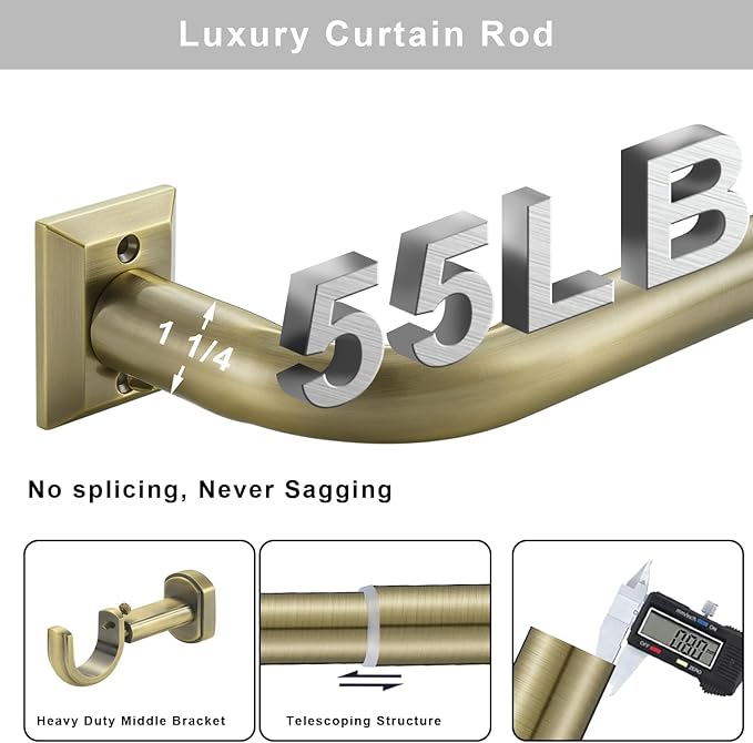 1 1/4 Diam Large Room Darkening Rods, 28-48Inch(2.33-4ft) Length Telescoping Wrap Around Curtain Rods For Bedroom Living Room Kitchen, Antique Bronze