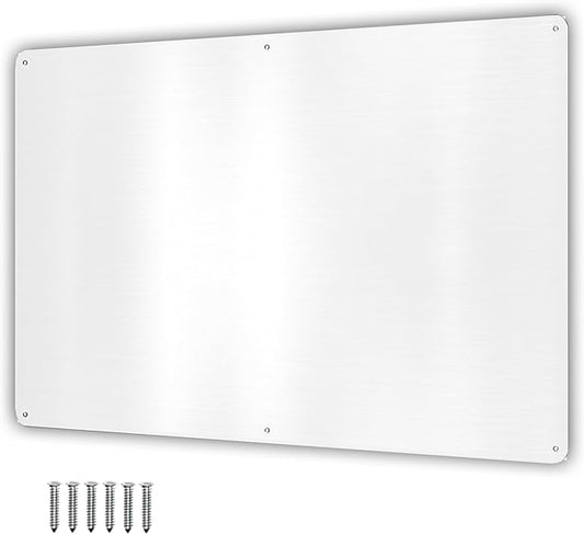 17.5inchX11.5inch Large Stainless Steel Plate for Magnets, 3M Adhesive Back, Mounting Screws, Ideal for Magnetic Shelf, Spice Holders, Colorful Magnets as a Gift. Mount Anywhere! (White, 1 Pack)