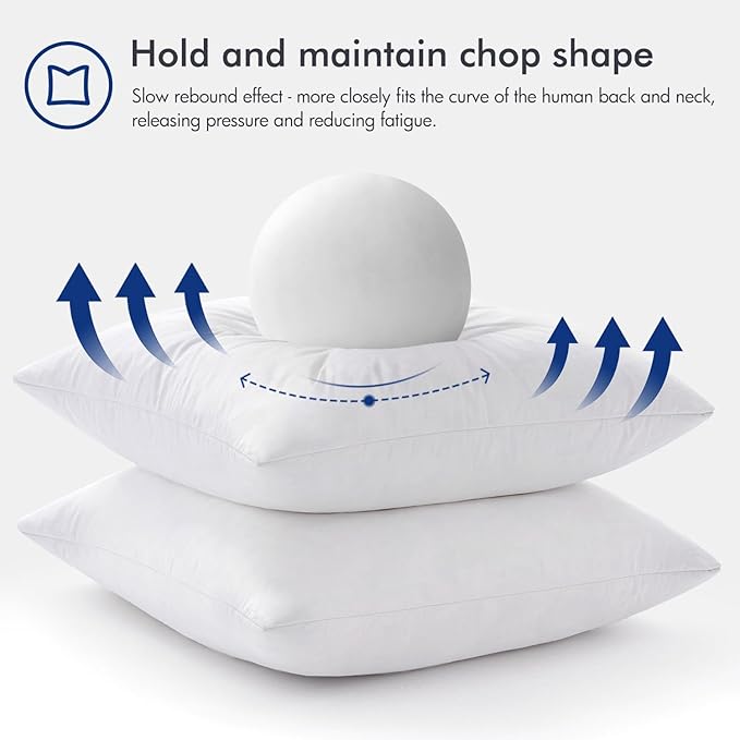 MIULEE 28x28 Pillow Inserts,Set of 2 Down Feather Throw Pillows for Couch Sofa Bed, Decorative Fluffy Throw Pillow Inserts Cotton Fabric,White