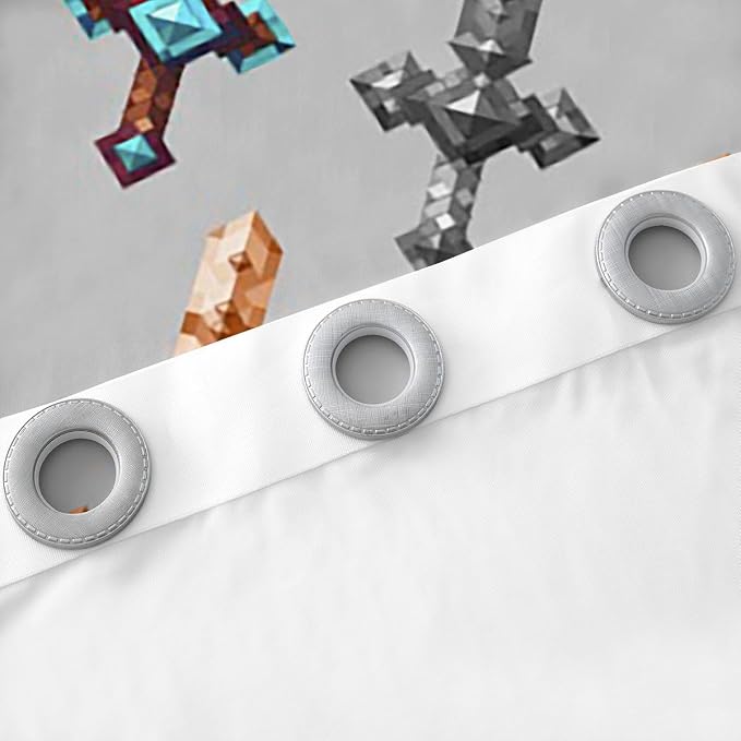 Castle Fairy Colorful Sword Window Curtain,Sandbox Blocke Building Bedroom Decor Curtains for Kids Boys Teens,Video Games Window Treatment Grey Modern Blackout Drapes 2 Panels,38Wx54L
