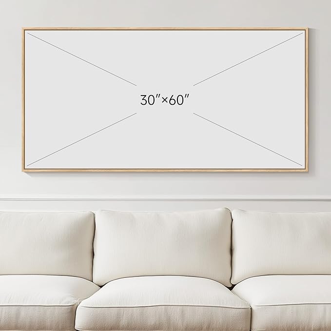 Framed Boho Coastal Beach Wall Art for Living Room, Extra Large Neutral Ocean Canvas Artworks for Walls, Horizontal Abstract Minimalist Coastal Art Print for Bedroom Kitchen Office Walls, 30x60 Inch