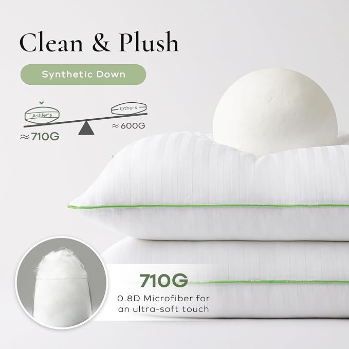 Ashler Home Deco Synthetic Down Pillow Inserts, 16x16 Down Alternative Throw Pillows Insert Sleeping Pillows with 100% Cotton Cover Decorative Pillow Stuffer for Sofa, Couch Bed(Set of 2, White)