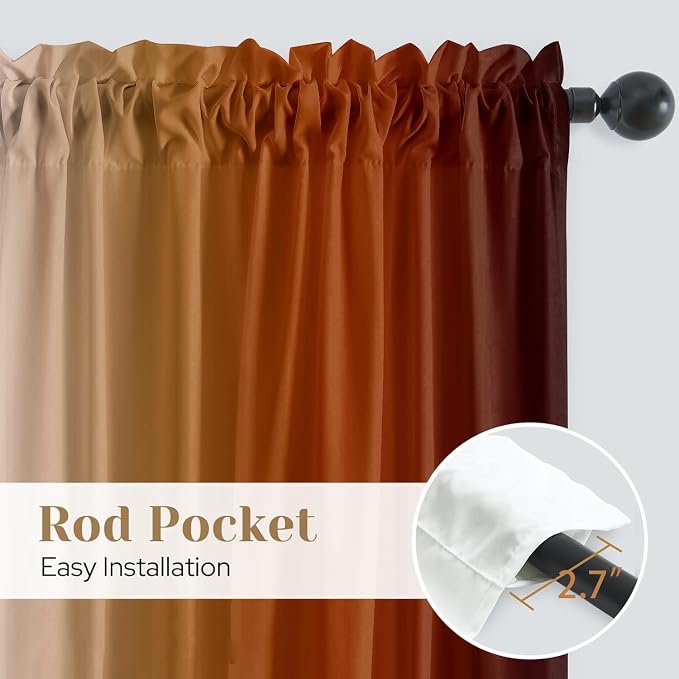 Burnt Orange Kitchen Curtains 2 Panels for Dining Room Abstract Rust Art Painting Curtain 39 inch Length Semi Sheer Rod Pocket Window Treatment Panel for Livingroom,27.5"x39"