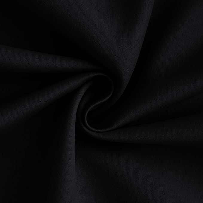 Yakamok 100% Blackout Curtain Panels 63 inches Cold and Light Blocking Drapes for Nursery, 2 Thick Layers Thermal Insulated Draperies (2 Pieces, 50 Wide Each Panel, Black/White Backing)