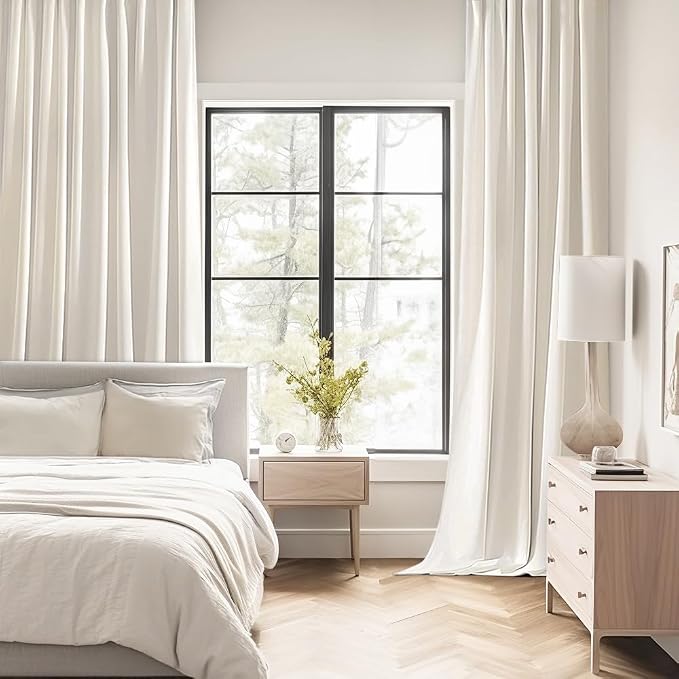 MIULEE Ivory Back Tab Blackout Curtains 102 Inch Long 2 Panels Set for Bedroom, Rod Pocket/Pinch Pleated Thermal Insulated Living Room Darkening Light Blocking Floor to Ceiling Drapes