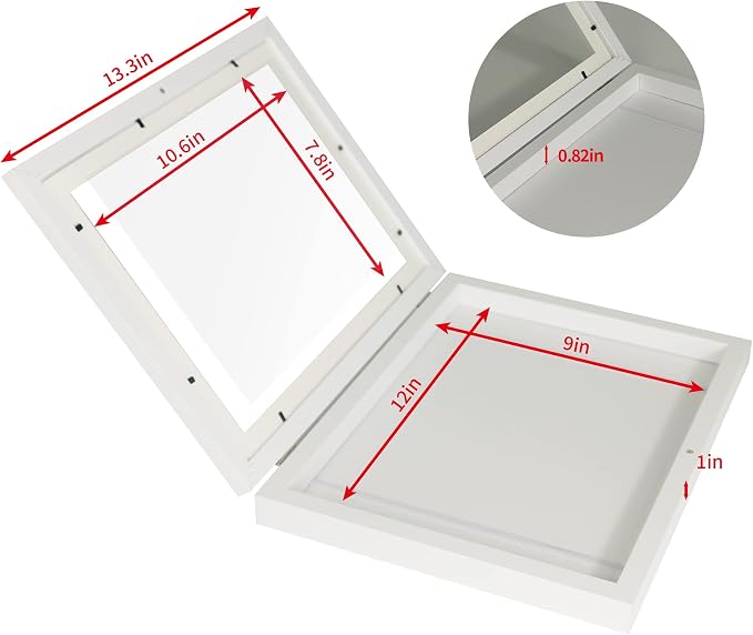 iRahmen Kids Art Frames 9x12 Set of 2 - Front Opening Childrens Picture Frame Changeable, Wood Artwork Display Storage for Wall Mount, Magnetic Door Holds 50 Art Pieces for Drawings, 3D Picture, Crafts, Portfolio, White