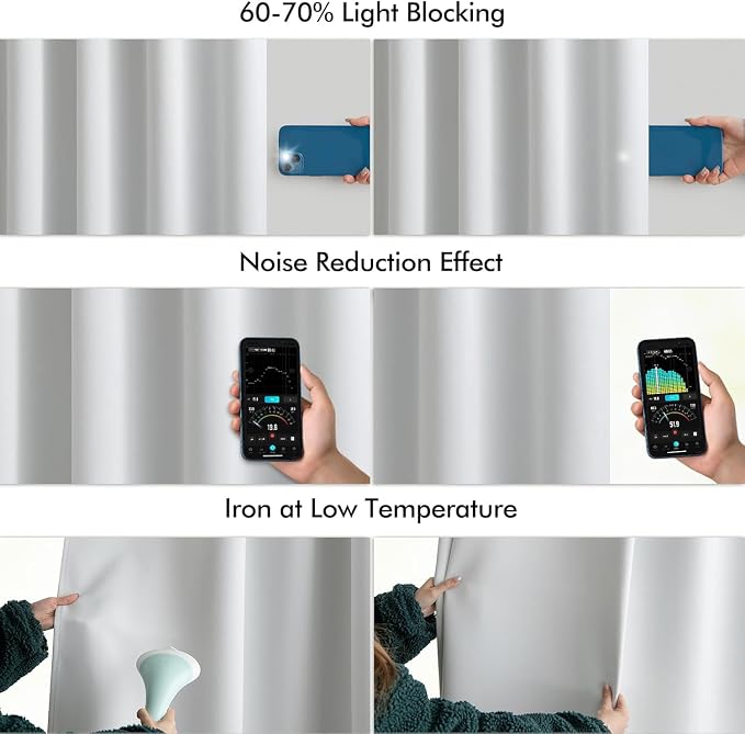 MIULEE Back Tab Light Blocking Curtains 102 Inch Long 2 Panels Set for Living Room Bedroom, Greyish White Rod Pocket/Pinch Pleated Thermal Insulated Room Darkening Floor to Ceiling Blackout Drapes