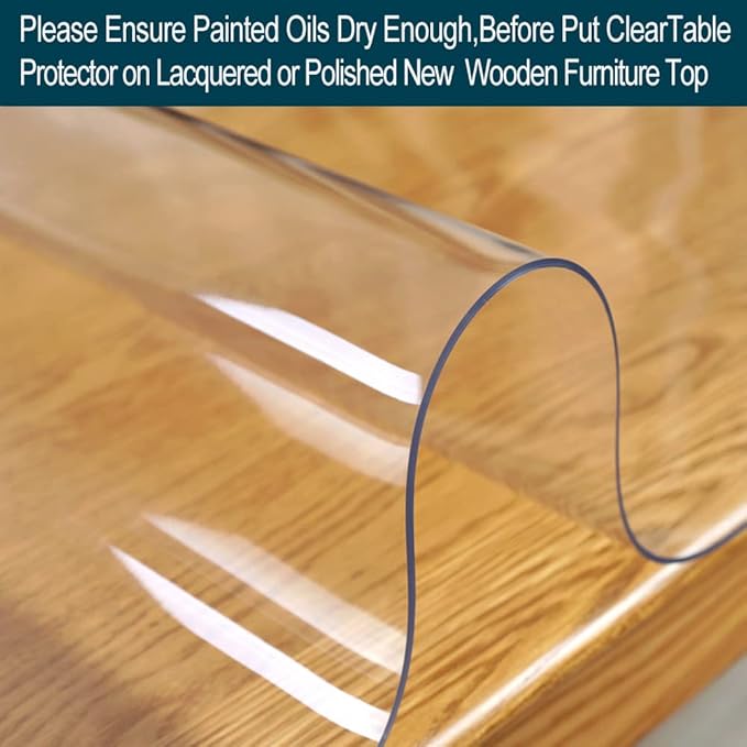 Wadrac Clear Vinyl Table Pad Protector 20x54 In Plastic Table Cloths Cover Desk Protector Mat Crystal Vinyl Dining Room Table Pad Heat Resistant Non-Slip Clear Transparent Tablecloth Cover 1.5mm Thick