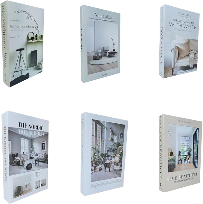 6 PCS Faux Books for Decoration,Designer Luxury Modern Fake Decorative Books for Home Bookshelf Decor Coffee Table Stacked Books, Shelves Living Room Decorative Objects Entry Decor