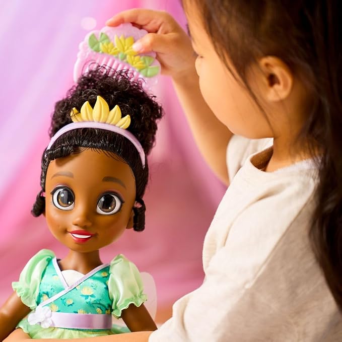 Disney Store Official Tiana Once Upon a Story Doll - Disney Princess Toys Featuring Reflective Eyes with 3D Pupil and Iris, Detailed Costume, Hair Comb & Shoes - Comes in Display Box - 16 Inches