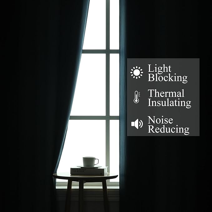 Estelar Textiler Black and Navy Blue Ombre Blackout Curtains 45 Inch Length, Full Room Darkening Gradient Drapes for Bedroom, Thermal Insulated Grommet Short Curtains for Bathroom, 52Wx45L, 2 Panels