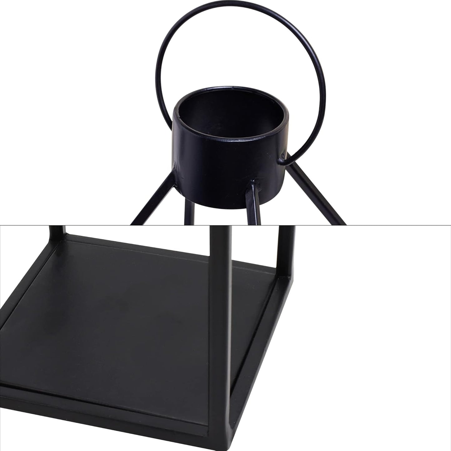 HPC Decor 22'' 19'' 16'' Lanterns Decorative w/Flickering Timer Candles- Tall Large Black Metal Candle Lanterns Set of 3- Modern Farmhouse Decor for Indoor,Outdoor,Tabletop,Porch (No Glass)