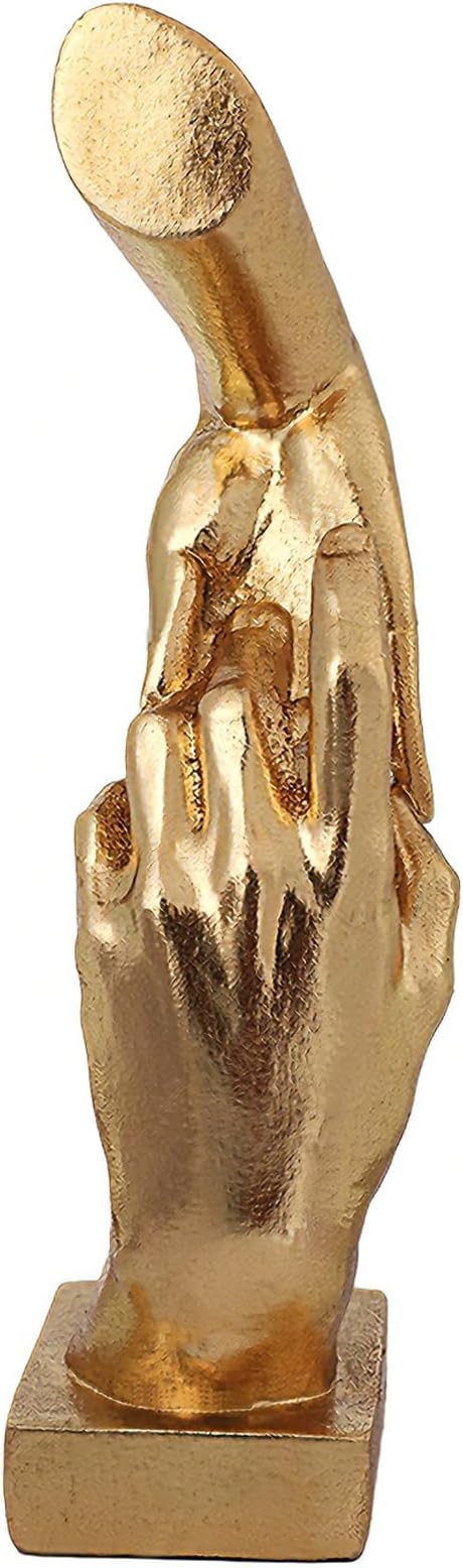 Golden Hands Sculpture Resin Statues Home Decor (Hold Hands) | Gold Hands Shelf Decor Electroplated Resin Statues Office Desktop Home Decor Bedroom Sculpture Indoor/Outdoor Ornament