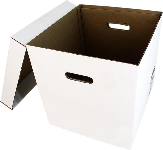 Durable Set of 10 12 inch Vinyl Record Storage Boxes - Heavy-Duty Cardboard Construction with Removable Lid - Holds Up to 90 Records Each - Built Tough for Long-Term, Secure Archival Storage - #12BC13