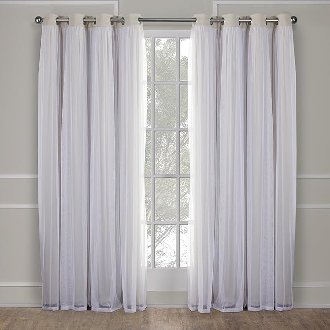 TOWN & COUNTRY LUXE Talia Double Layer Indoor Curtains, Sheer and Room Darkening Blackout, Grommet Top, Energy Efficient, 2-Pack Set, 52"x96", Sand