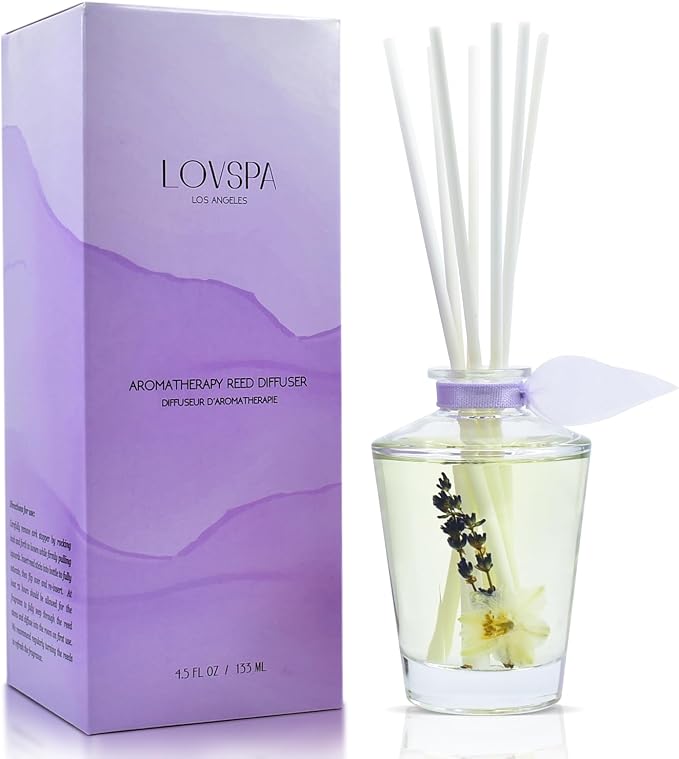Sleep Lavender Vanilla Reed Diffuser Set with Sticks | Home Fragrance Accessories, Bathroom Shelf Decor, For Home or Office Desk, USA Made
