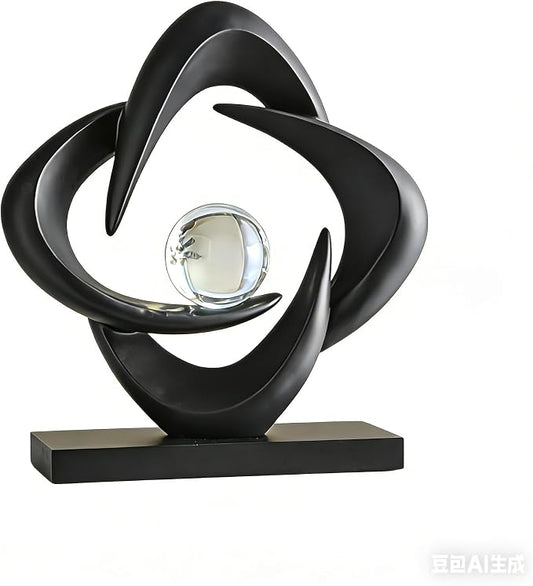 AWNR Gold Abstract Sculpture House Decor Aesthetic - Home Décor Accents for Nightstand, Shelves, Dining Room, Entryway Table, Office, Desk Accessories (Black C)