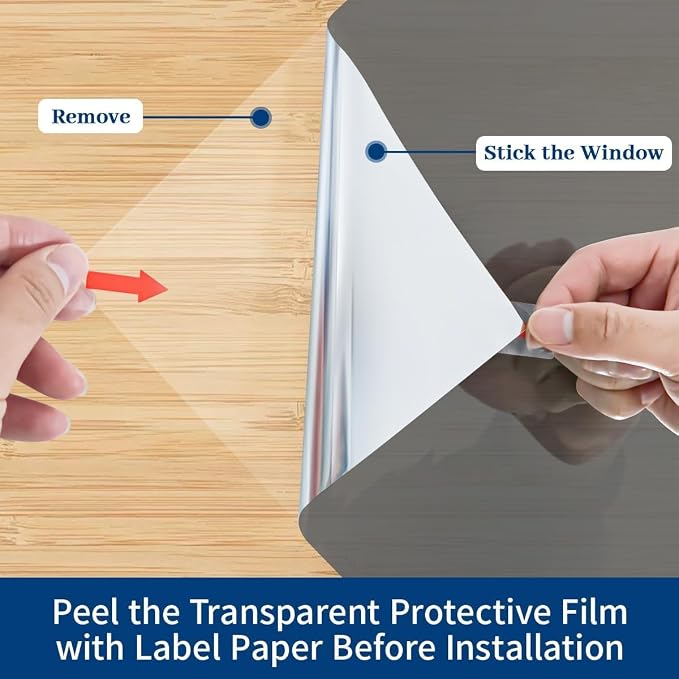 One Way Privacy Window Film 23.6" x 118" with Installation Tools, Silver Mirror Window Tint See Out Not in, Daytime Privacy in Sunny Conditions, Heat Control UV Blocking for Home Office