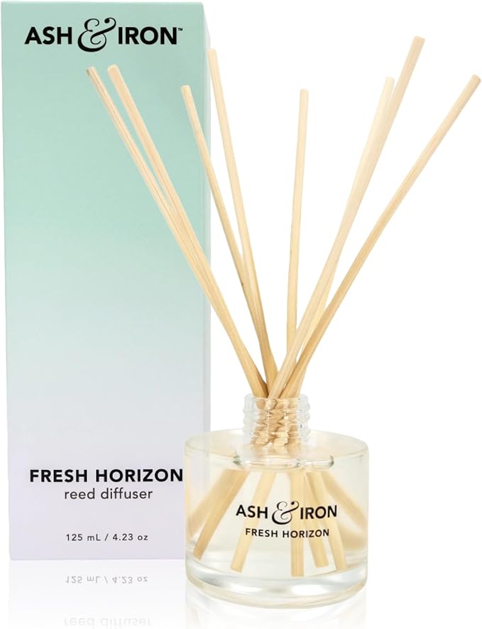 Luxury Reed Diffuser for Home & Bathroom – Ash & Iron Fresh Horizon, Crisp Alpine Air & Cactus Blossom, 125 mL, 4–7 Month Duration