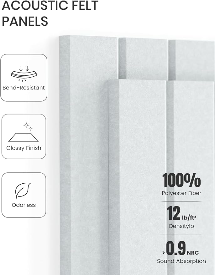 Fluxynara Large Felt Bulletin Board 48" x 36" Cork Board Alternative-12 Pack with 64 Safe Removable Adhesive Tabs, Cork Boards for Walls Cork Board for Home Office Classroom Pin Board-Cold White
