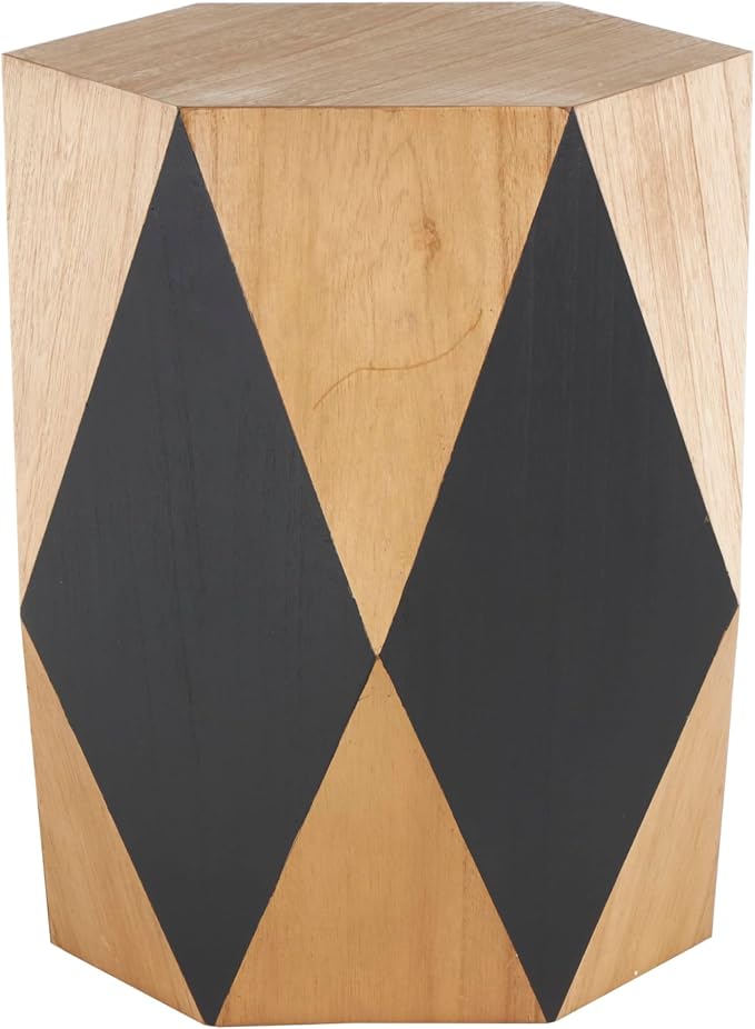 Deco 79 Wood Geometric Side End Accent Table Diamond End Table with Black Accents, Side Table 19" x 19" x 24", Brown