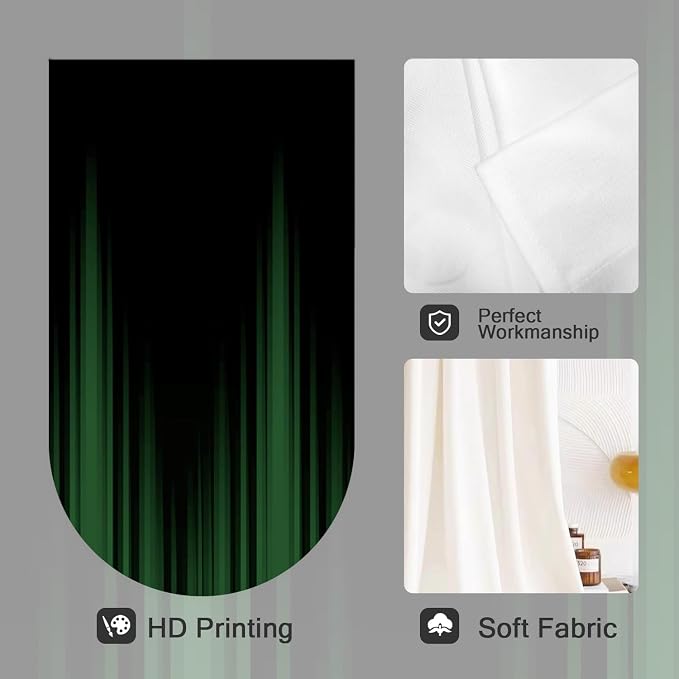 Coxila Black and Green Window Curtains for Bedroom 42 x 63 Inch Rod Pocket Dark Ombre Gothic Goth Mens Cool Gaming Anime Minimalist Art Modern Deco Living Room Treatment Set of 2 Curtain Panels Drapes
