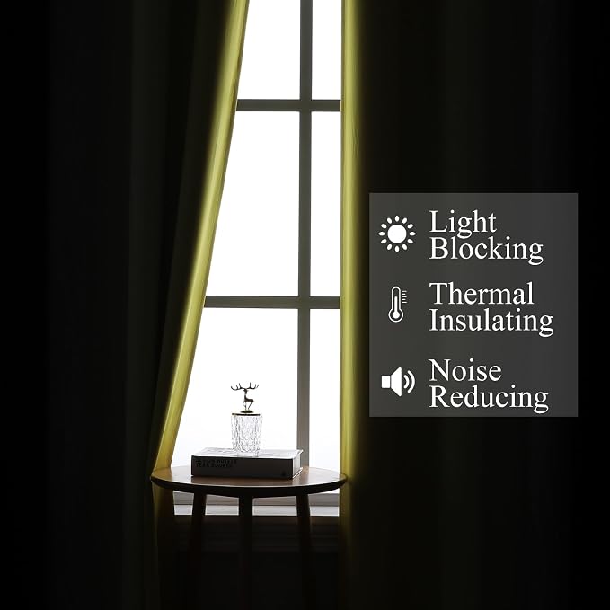 Estelar Textiler Black and Yellow Blackout Curtains 54 Inches Long, Full Light Blocking Gradient Grommet Drapes for Window, Thermal Insulated Ombre Curtains for Bedroom, 52Wx54L, 2 Panels