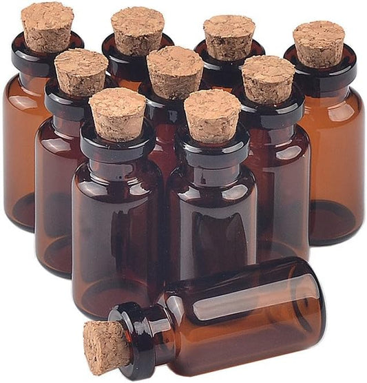 12units 2ml Glass Amber Vials with Cork Empty Small Brown Tiny Glass Jars Mini Glass Bottles Vials Jars (12, 2ML)