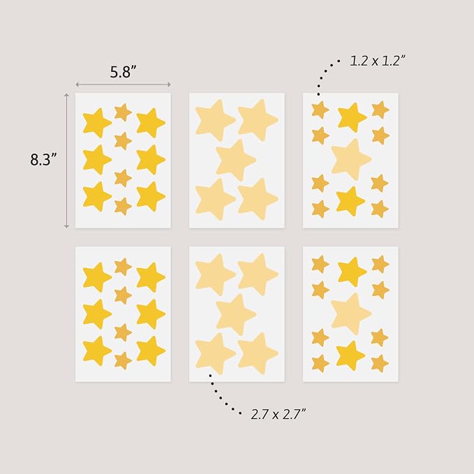 Removable Wall Decals for Kids Room – Peel and Stick Wall Stickers for Girls & Boys Bedroom, Playroom & Nursery – Easy to Apply Wall Decor - Stars
