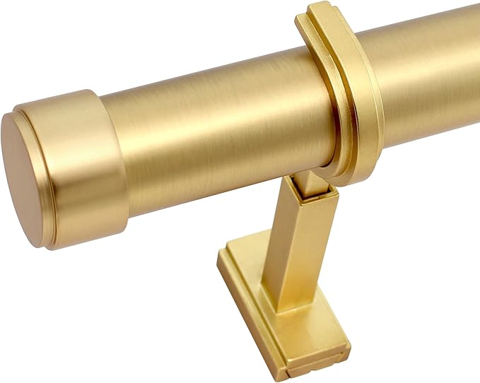 BlastHome® Non-Adjustable Luxury Curtain Rods for Windows, 1 ¼” Rod Set, 5 foot Fixed Length (Two Rods Connect for a Seamless Look), Brushed Gold