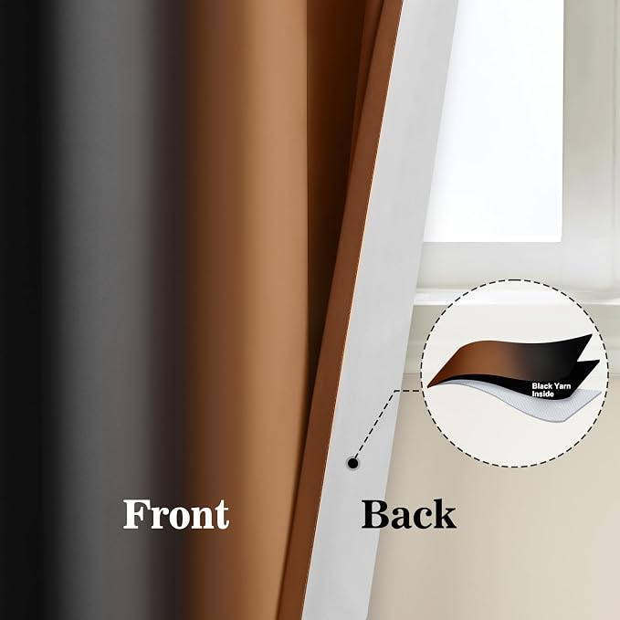 Yakamok Blackout Ombre Burnt Orange and Black Curtains-Gradient Room Darkening Curtain, Grommet Thermal Insulated Light Blocking Window Drapes Curtain for Living Room Bedroom,52 x 84 Inch,2 Panels