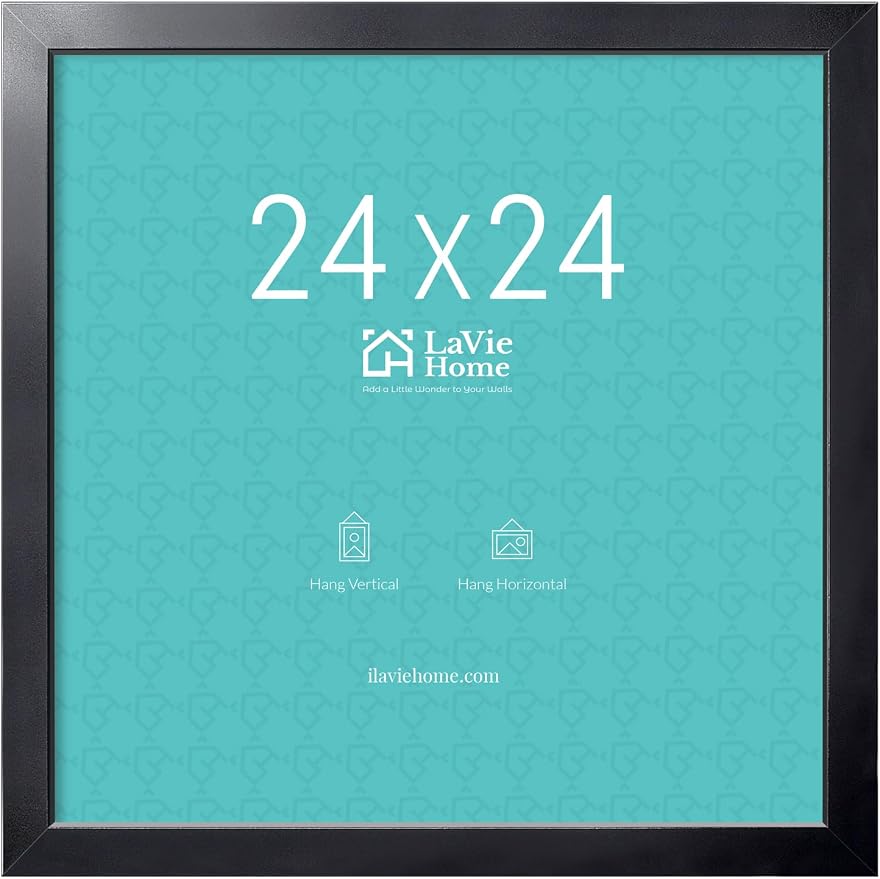 LaVie Home 24x24 Picture Frame, Square Poster Frame with High Definition Plexiglass, Horizontal or Vertical Wall Gallery 24 x 24 Frames Suitable for Photos, Artworks, Posters,Puzzle, Black 1pc
