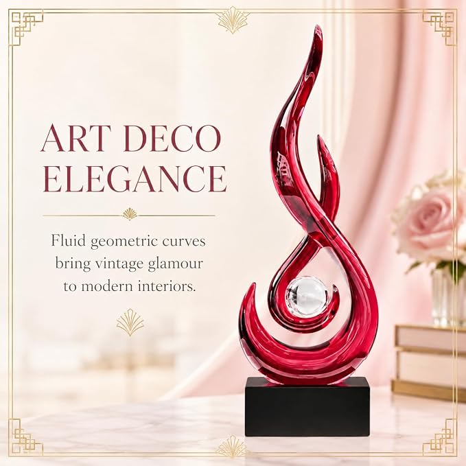 AWNR Abstract Art Deco Decor Statues for Home,Shelves,Table,Living Room, Dining Room,Modern Sculpture Decoraciones of Homes for Sale (Transparent red)