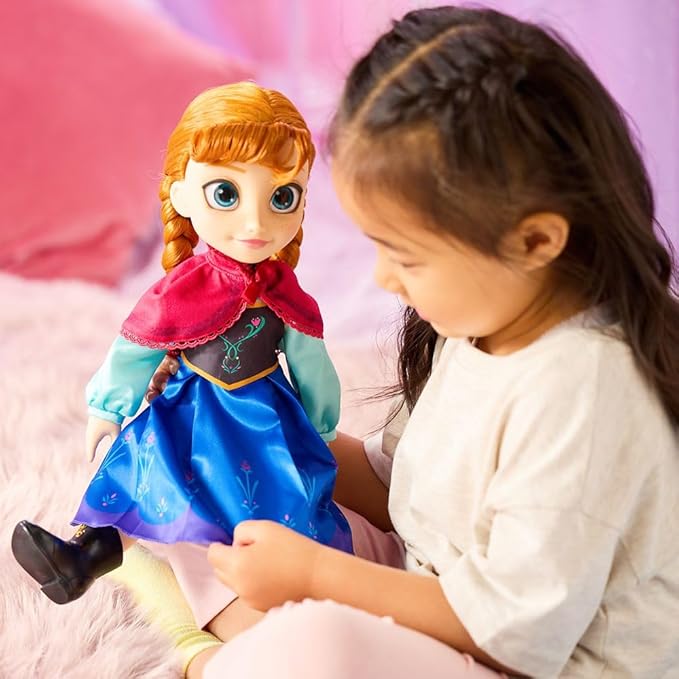 Disney Store Official Anna Once Upon a Story Doll - Disney Princess Toys Featuring Reflective Eyes with 3D Pupil and Iris, Detailed Costume, Hair Comb & Shoes - Comes in Display Box - 16 Inches