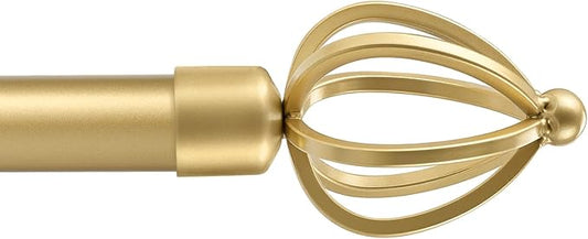 KNOBWELL Gold Curtain Rods 22 to 48 Inches Heavy Duty Rods for Windows, 1 Inch Curtain Rod with Twisted Cage Finials