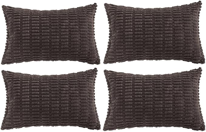 Fancy Homi 4 Packs Decorative Throw Pillow Covers for Living Room Couch Bed, Modern Farmhouse Boho Home Décor Accent Cushion Case, 24" x 12", Dark Brown