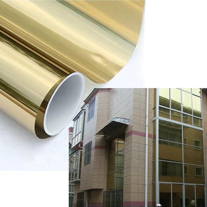 HOHOFILM 60" x 33ft Roll Gold Silver Window Tint One Way Mirror Window Film Self Adhesive Heat Rejection Privacy Protection Sun Blocking