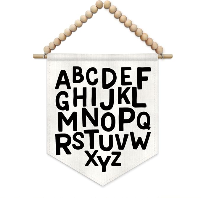 SJDFCSA Alphabet Classroom Wall Art Decor, Kids Room Decor, ABC Alphabet Educational Boho Nursery Wall Hanging Display Pennant Flag for Kids Boy Girl Nursery Toddler Room Bedroom Playroom Classroom