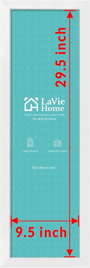 LaVie Home 10x30 Picture Frame White, Panoramic Picture Frame for Wall Decoration, Classic Black Minimalist Style Suitable for Decorating Houses, Offices, Hotels（1 Pack）