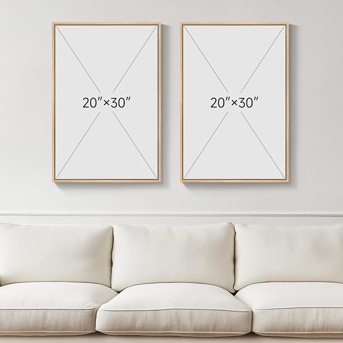 Framed Neutral Boho Floral Wall Art for Bedroom, Set of 2 Flower and Vase Beige Artwork for Walls, Bohemian Minimalist Canvas Prints for Living Room Hallway Home Office Kitchen Wall Decor, 20x30 Inch